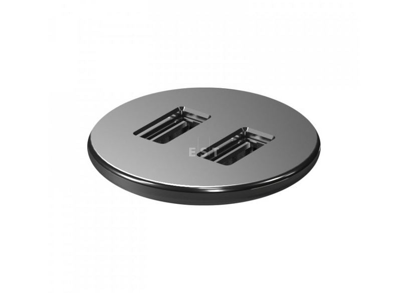 ASA 06029P00002 Nabíjecí HUB vestavný VERSAPICK, 2xUSB 5V (typ A), ⌀42mm, kulatý, plast, stříbrná ASA 06029P00002 Nabíjecí HUB vestavný VERSAPICK, 2xUSB 5V (typ A), ⌀42mm, kulatý, plast, stříbrná